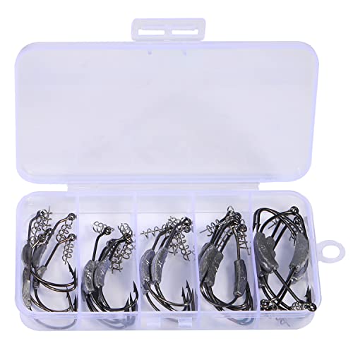 Hameçons lestés Sougayilang Twistlock x25 en plusieurs tailles pour leurre souple