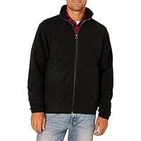 Amazon Essentials Herren Fleecejacke mit durchgehendem Reißverschluss (in Big und Tall erhältlich), Schwarz, L