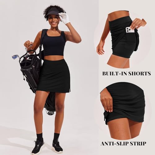 Image of Ekouaer 16 inch Golf Skorts for Woman with Inner Pockets Silicone Grippers Tennis Skirt Quick Dry Athletic Pickleball Skort