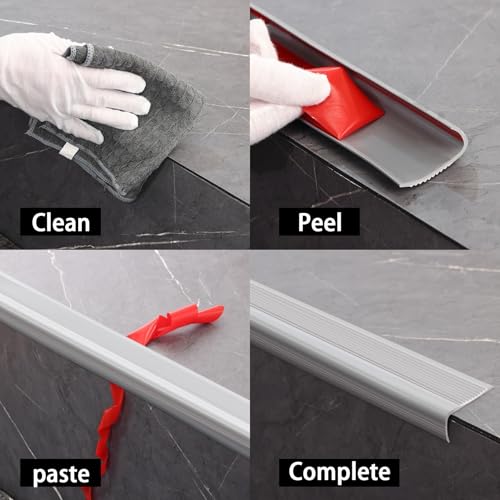 Nez en caoutchouc gris de 5m pour angle et bordure d'escalier auto-adhésive