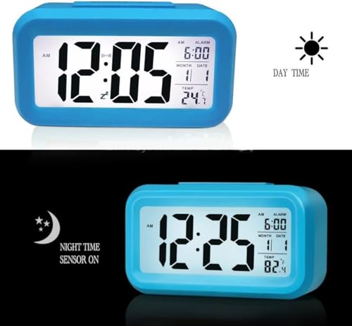 Image of Jamboree!!! Multi-Function Digital Alarm Clock with Temperature, Date, Alarm & Snooze, LED Desk Clock for Home & Office (Blue)