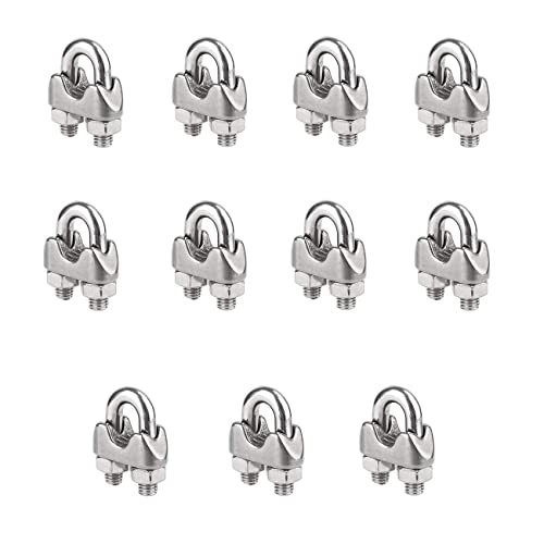 alwaiiz M4 Lot de 10 pinces à câble en U en acier inoxydable 304 pour câble à linge Cover