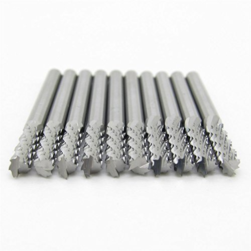 Image of 3.175MM Shank Diameter Carbide End Milling Cutter, Engraving Edge Cutter, CNC Router End Mill for PCB Machine Pack of 10