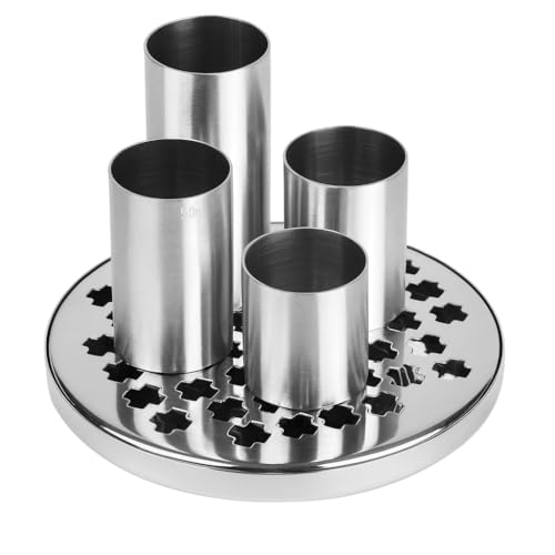 Bandeja redonda de acero inoxidable BarBits con rejilla circular de metal 4