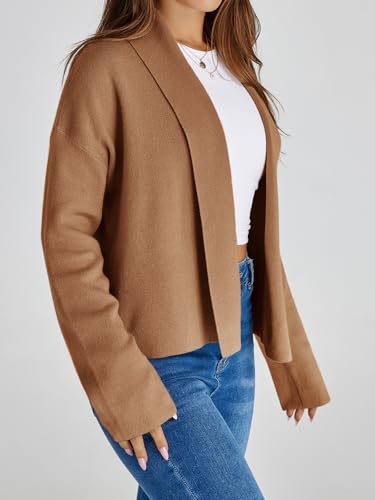 Image of Saodimallsu Womens Cropped Cardigan Open Front Shawl 2026 Fall Trendy Long Sleeve Sweater Jacket