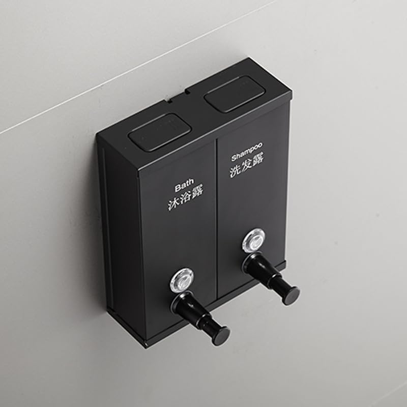 Dispensador de jabón montado en la Pared, champú, Gel de Ducha, Botella, Caja de desinfectante de Manos, dispensador de jabón Negro de Doble Uso