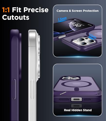 Image of Magnetic Compatible with iPhone 16 Pro Max Case, [Built-in Invisible Kickstand][Compatible with MagSafe] [Military Grade Shockproof] Slim Translucent Matte Phone Case for iPhone 16 Pro Max 6.9 inch