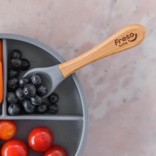 Freso Baby Colher Alimentação De Bebê Silicone Livre Bpa Atóxico E Bambu Orgânico Introdução Aliment