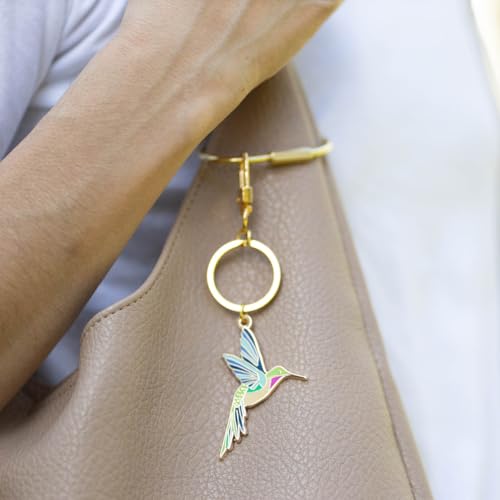 Broche oiseau et porte-clés colibri robuste aux reflets d'or - 3