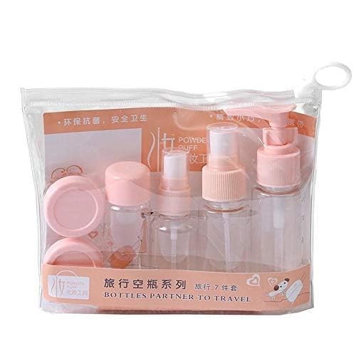 Portable Travel Cosmetics Bottles Plastic Pressing Spray Bottle for Makeup, Toiletries Liquid Containers (7 Pcs/Set)-image-48