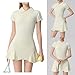 winying Female Sports Short Sleeve Dress Removable Chest Pad Integrated Tight Shorts Lapel Golf Tennis Suit Elastic Lightweight Apparel for Fitness Outdoor Sport Light Yellow Large
