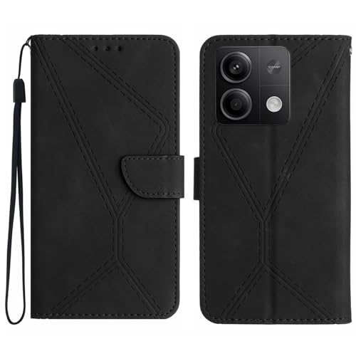 Rfvzubemok Compatible with Xiaomi Poco M6 Pro 4G Case,Compatible with Redmi Note 13 Pro 4G Kickstand Flip Card Slot Magnetic Closure Phone Cover Black