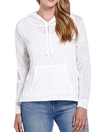 Womens Slub Hoodie Pullover in Cream