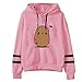 LSEEKA Felpa da donna senza pancia, alla moda, a maniche lunghe, a righe, con cappuccio, a maniche lunghe, con stampa graziosa, stile streetwear, comoda, Colore: rosa., XL