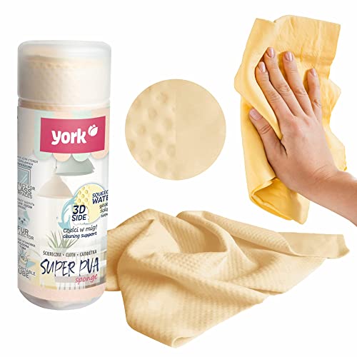 York Paños de Limpieza sintéticos de PVA – paños de Limpieza para Ventanas – Gamuza de Limpieza de Coche – sin Rayas y Ultra absorbentes – paños de Piel de Coche con Doble Estructura, 32 x 43 cm