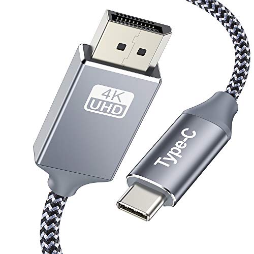 Câble USB C vers DisplayPort 4K 60Hz, Snowkids Thunderbolt 3 vers DP - Compatible avec MacBook Pro 2019/2018/2017 avec MacBook Air avec iPad Pro 2019/2018, avec Surface Book 2 et plus Gris - 1,8M