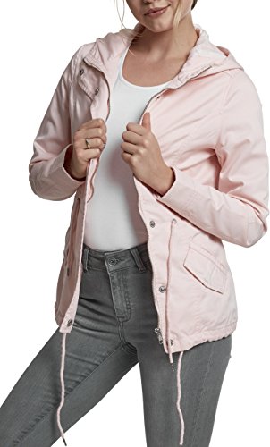 Urban Classics TB1820 Damen und Mädchen Basic Cotton Parka, Jacke aus Baumwolle für Herbst und Winter mit Kapuze, Taille verstellbar, Tunnelzug-Saum - rose, Größe L