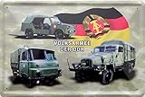 trabant kübel verdeck  vielesguenstig-2013 Blechschild Schild 20x30cm - Volksarmee der DDR Trabant Kübel Robur G5 Militär