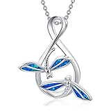 RMREWY Dragonfly Infinity Necklace 925 Sterling Silver Double Dragonfly Pendant Jewelry Birthday Val