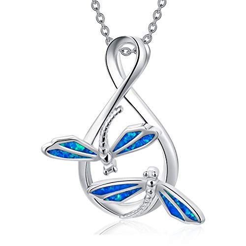 Rmrewy Dragonfly Infinity Necklace 925 Sterling Silver Double Dragonfly Pendant Jewelry Birthday Valentine's Day Mother's Day Gift For Women Mom Girls #TOP1