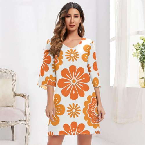 Vestido de gasa Airy acampanado fresco contra el calor con cuello en V 6