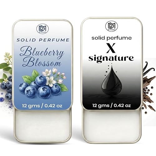 Image of Dr.Mashur Solid Perfume |x signature&blueberry blossom Alcohol Free Wax Perfume Balm, Long Lasting | Pocket Tin 12g, Pack Of 2| Non Greasy Smooth Glide, Travel Friendly Unisex
