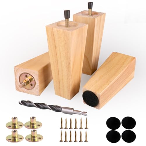Xlroaafs Quadratische Holz Möbelfüße Set 15,2cm