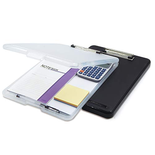 Offidix Clipboard Storage Box,Black Plastic Paper Clipboard Paper Holder Storage Clip Board Ideal For School, Letter Size Slim-Case Storage Clipboard Home And Office Use Memo Clipboard (Black) #TOP2