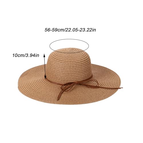 Sombrero de paja con ala ancha para mujer miniatura 3