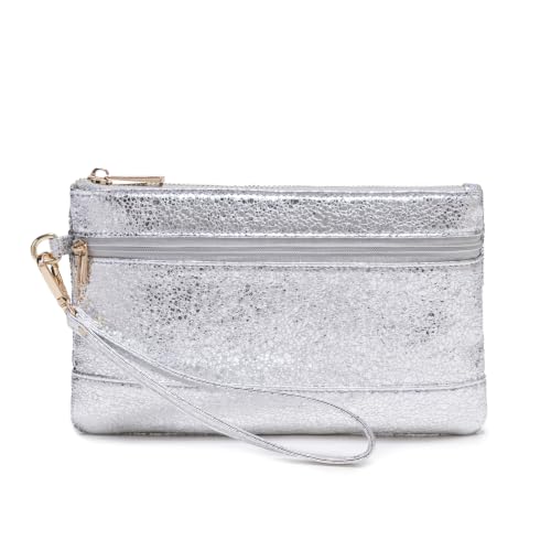 Image of Sparkling Glitter Evening Clutch Silver Bride Purse for Wedding Bling Clutch Handbag for Party