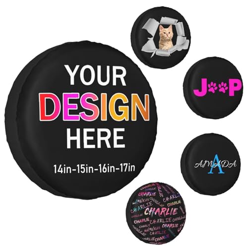 Funda para Rueda de Repuesto Personalizada Universal con Foto Texto o Logotipo, Resistente al Agua y al Polvo, para Camiones, Remolques, Autocaravanas, Todoterrenos, Vehículos Universales