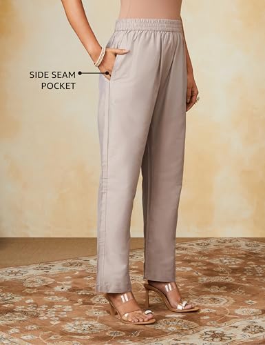 Image of Amazon Brand - Myx Women Kurta Pant Set with Embroidered Organza Dupatta | Viscose,Rayon | A-line fit (Available in Plus Sizes)