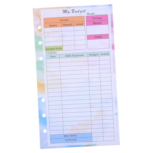 Operitacx 1 Satz Planungs- Und Haushaltsbuch Planereinsätze Organisator Für Geldumschläge Ausgabenbudgetplaner Nachfüllbarer Planer Wöchentlicher Monatsplaner Ordnerplaner Papier 14 Blatt