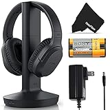 Sony Wireless Over-Ear Noise Reduction Headphones (WHRF400R) with Transmitter Dock (TMRRF400) + Sony Rechargeable Battery + Connecting Cables + AC Adaptor + HeroFiber Cleaning Cloth