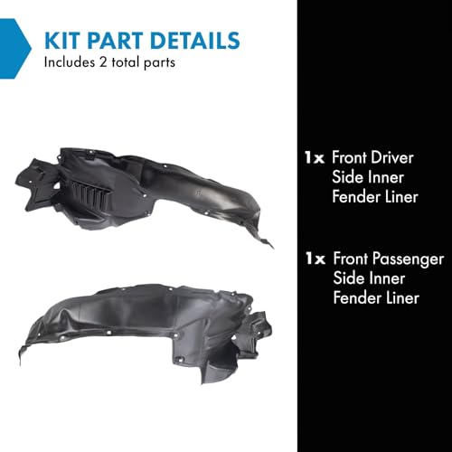 Image of TRQ Front Driver and Passenger Side Inner Fender Liner Set Compatible with 2016-2023 Toyota Tacoma