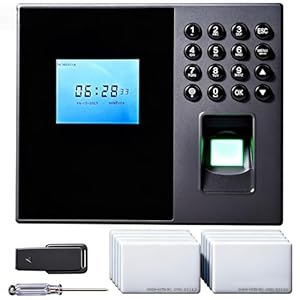 Clocking in Machine, Time Clocks for Employees Small Business with Fingerprint, RFID, PIN, Office Punch Clock in and Out, Checking-in Recorder for Business Scanner with 10 PCS Card and 8G U-Disk