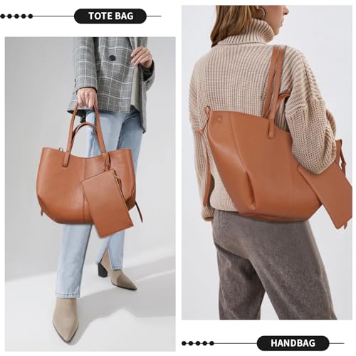 Image of Vegan Leather Tote Handbag Large Capacity Top-handle Purse Shoulder Bags for Woman Trendy Tote Top Handle Satchel