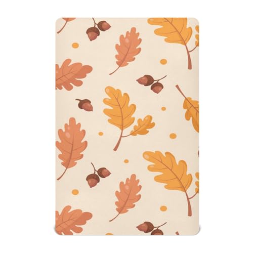 Moudou Autumn Maple Leaf Playard Sheet for Boy Girls, Soft Breathable Fitted Toddler Sheet for Standard Playard Bed Mattress, 39 x 27 x 5 Inch