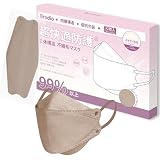 【立体マスク 小さめ】3Dマスク立体 個包装 小顔女性/子供用/大人用 不織布 日本KAKEN検品 Free快適な防護 99.4%以上のろ過効果 KF94とJN95の仕様と似ています 4層構造 使い捨て 息がしやすい ダイヤモンドbrodioマスク（モカ×紐ブラウン-小さめサイズ19.4cm）