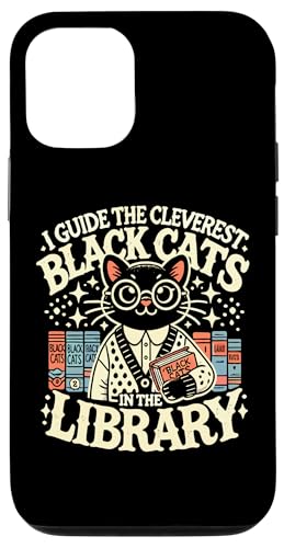 Carcasa para iPhone 15 Halloween Library Decorations Librarian Halloween Black Cat