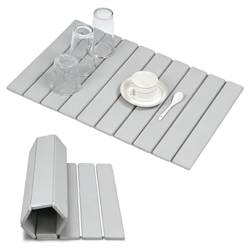 1 Alfombrilla Escurreplatos Tierra de Diatomeas Ifombra Piedra Diatomita Fregaderos y Cocinas Alfombrilla de Diatomita,Diseño Plegable,Blanco Encimera Cocina(39×60 CM)