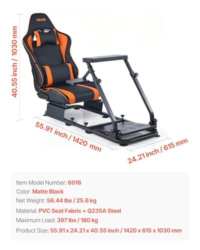VEVOR Lenkradständer, Simulator-Cockpit mit Doppelschienen-Doppelarm, passend für Logitech G25, G27, G29, G920, G923, Thrustmaster T300RS, TX F458, T500RS, T3PA-PRO (F1/GT) und CSR-Pedale