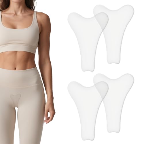 Jeqqinuz 4 Pack Y Shape Hider for Swimsuit, Reusable Silicone Insert for Leggings, Seamless Invisible Cover for Yoga Pants Swimwear Underwear, Transparent