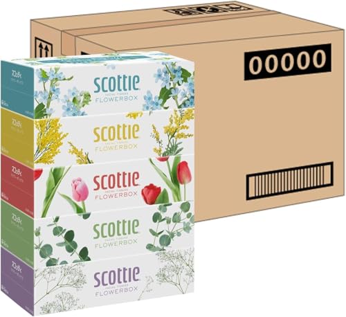 Scotty [Half Case] Flower Box Long-lasting Tissue 500 Sheets (250 Pairs) 5 Boxes × 4 Pieces