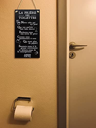 CARISPIBET La prière des toilettes | enseignes pour la maison plaque décoratif de salle de bain décor d'interieurs 30 x 15 cm – vue 3