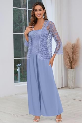 Mother of The Bride Dresses Pants Suits 3 Pieces Lace Prom Party Gowns for Wedding Women Outfit Sets2