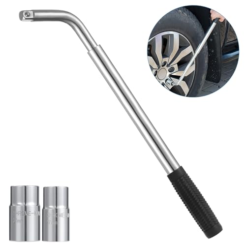 Knpwer Teleskop Radmuttern Schlüssel Set 1/2 Zoll, Ausziehbar 30-45 cm,Teleskop Steckschlüssel für Auto Van Truck Reservereifen Breakdown Notfall Tools