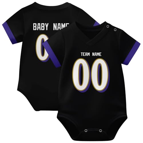 Image of KREDE Baby Clothes Unisex Bodysuit Jersey Style Custom Name Number for Baby Boys
