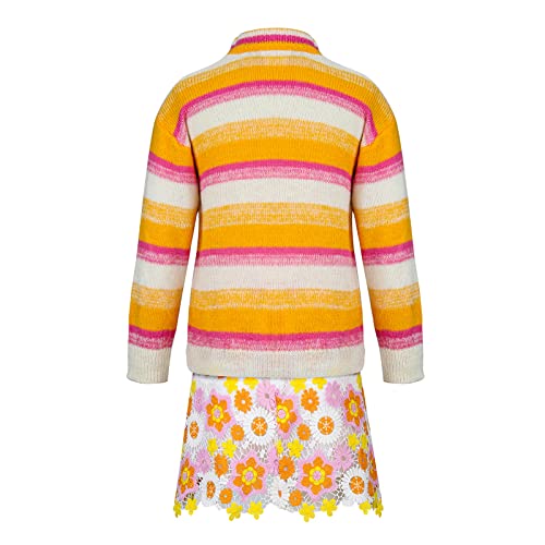 Nonnyer Kids Enid Sinclair Costume Outfit Wednesday Addams Sweater Skirt Dress Full Set Halloween Cosplay Dress Up (Medium) #TOP3