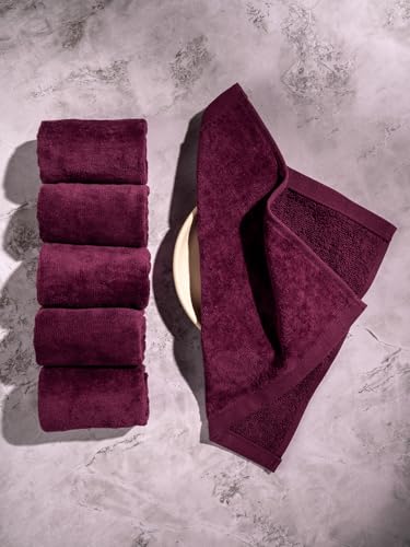 Image of DAMENSCH 100% Cotton Face Towel, Super Soft Gym for Workout, Ultra Absorbent Towel for Women, Quick Dry, Long Lasting Colours Face Towel Set-Midday Maroon III